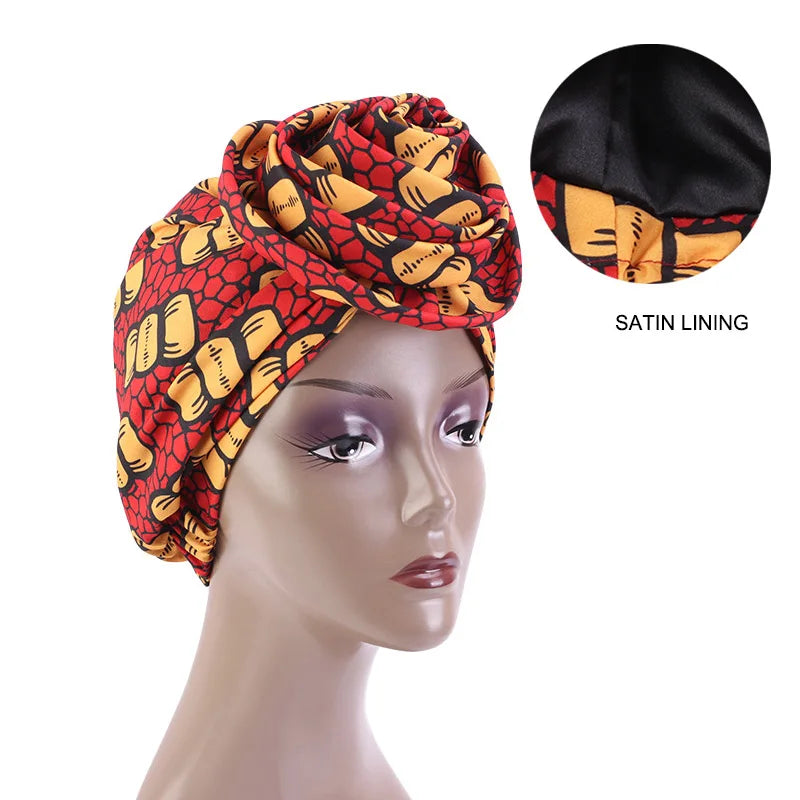 Ankara Hoofddoek met Grote Bloem en Satijnen Voering