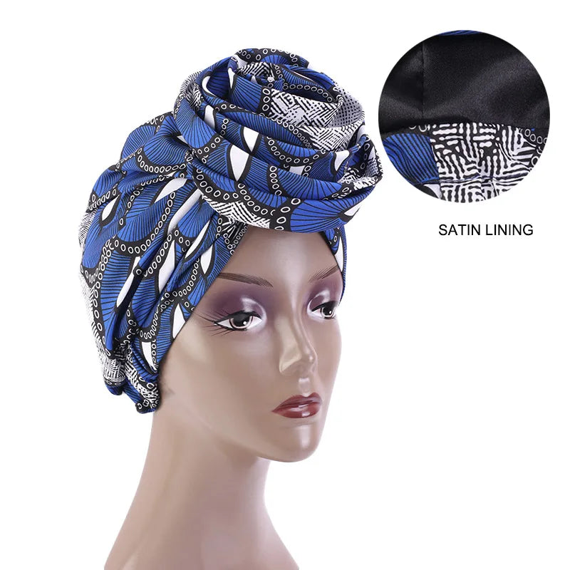 Ankara Hoofddoek met Grote Bloem en Satijnen Voering