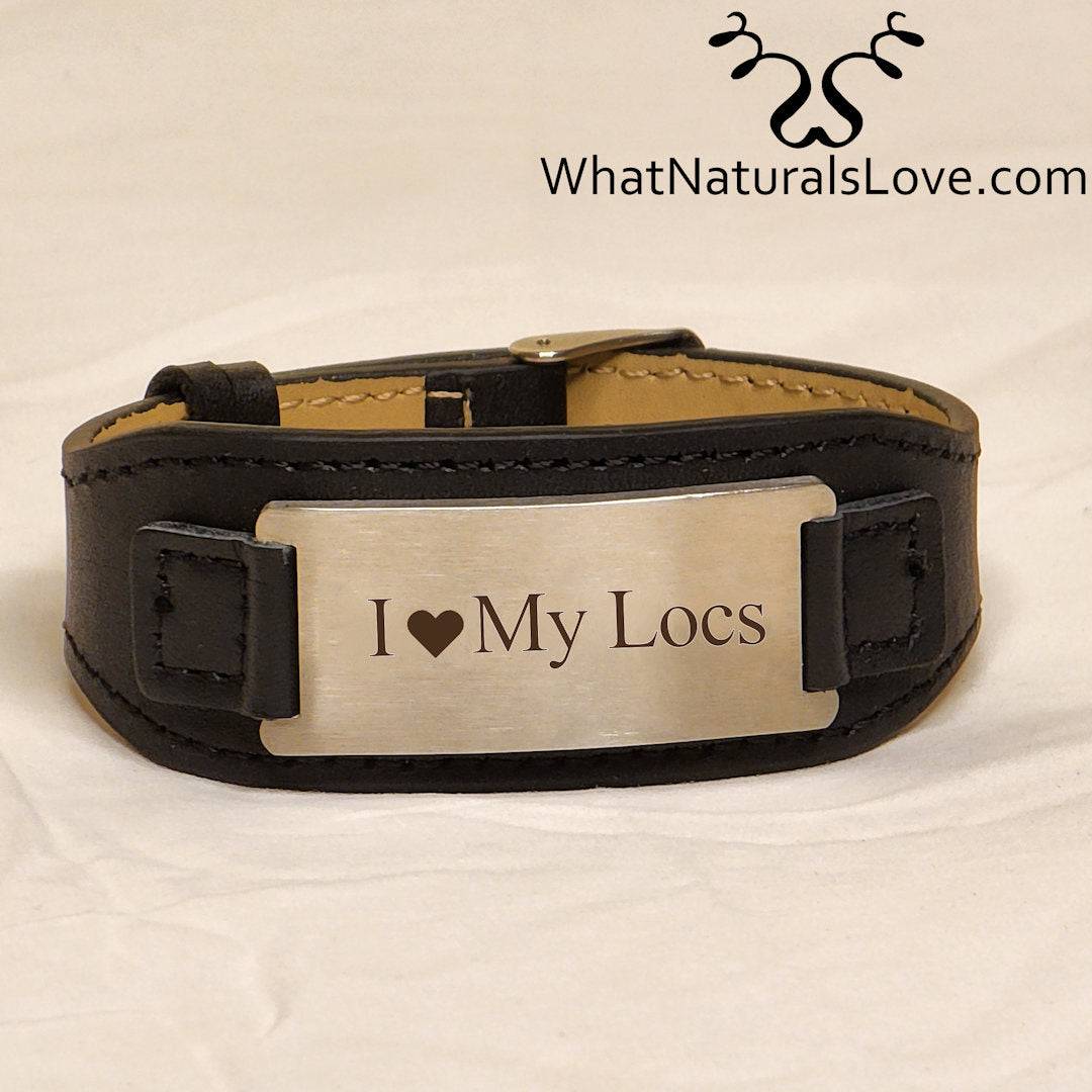 Black leather bracelet with &