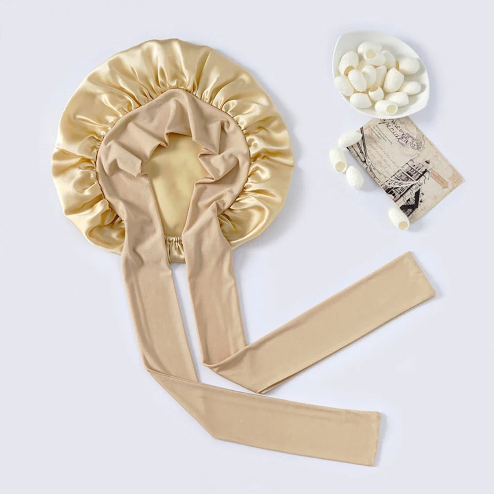 100% Mulberry Bonnet – Rekbare Band en Strik Design