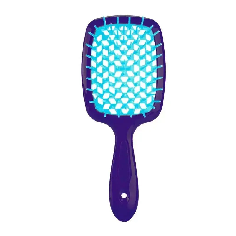 Peach-colored detangling brush with white bristles, ideal for curly and 4C hair. Provides a comfortable grip and smooth detangling experience.