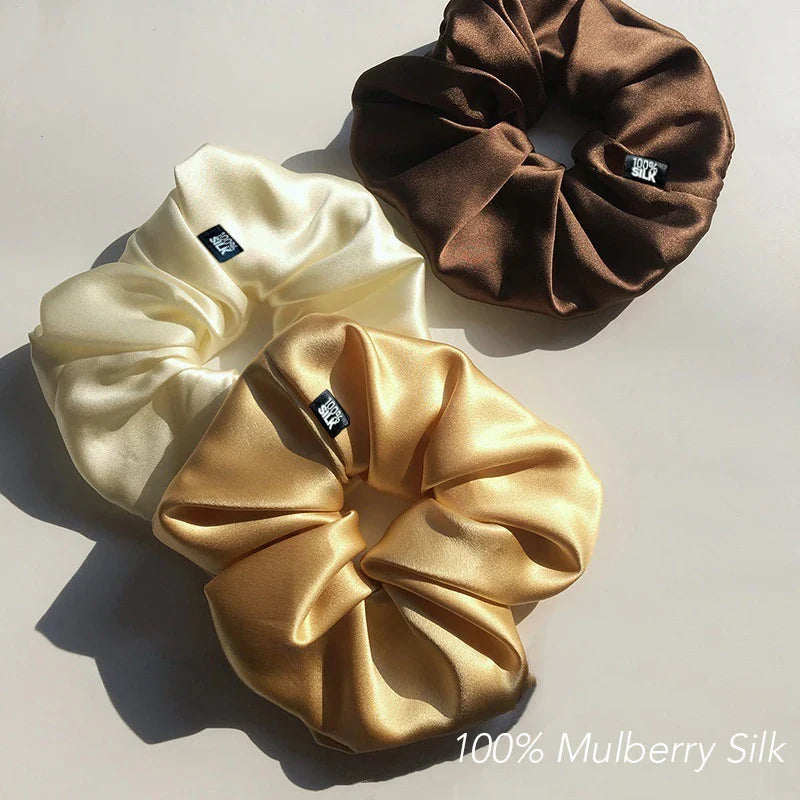 100% Mulberry Silk Scrunchies Extra Large 19 mm
