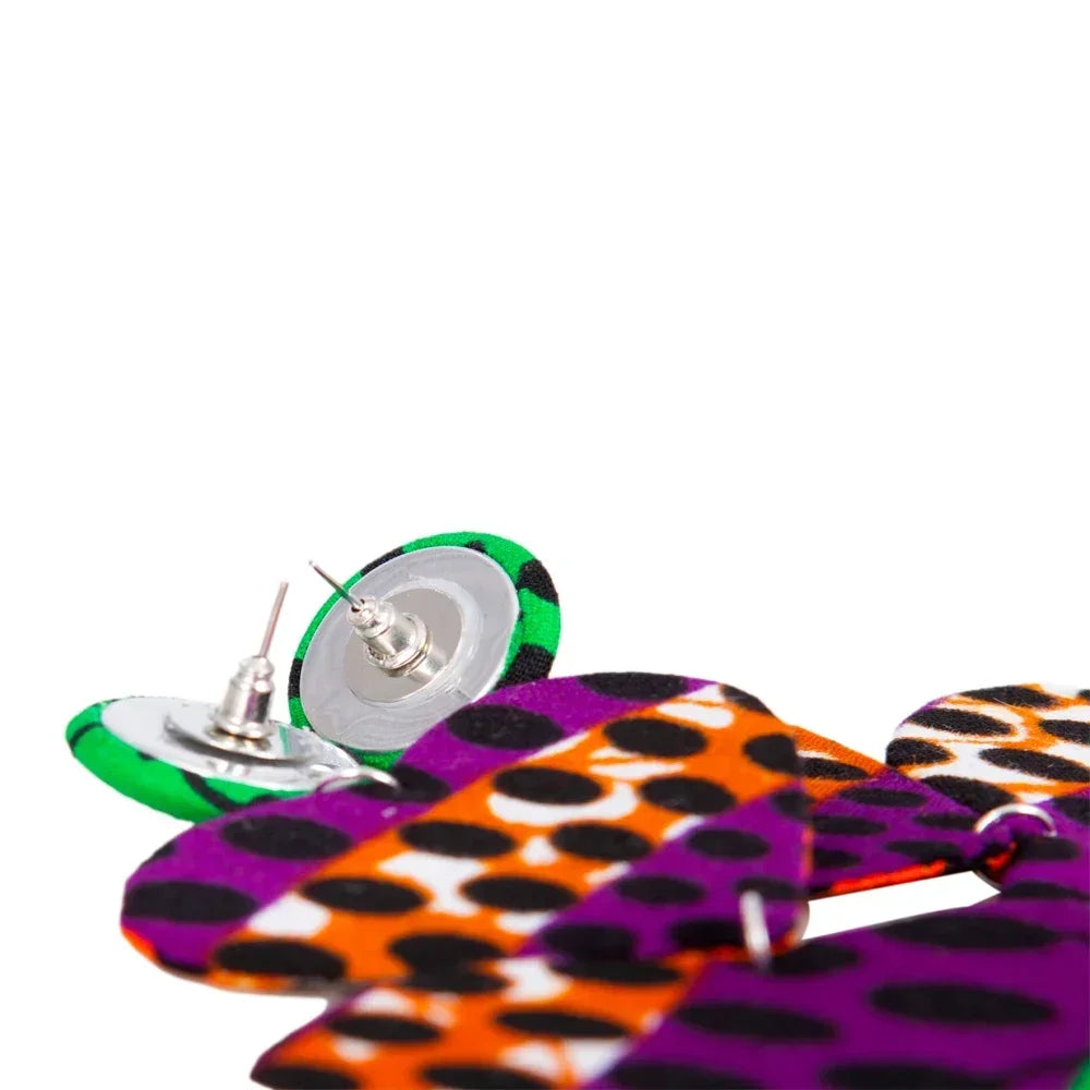 Ankara Fabric Heart Earrings Orange