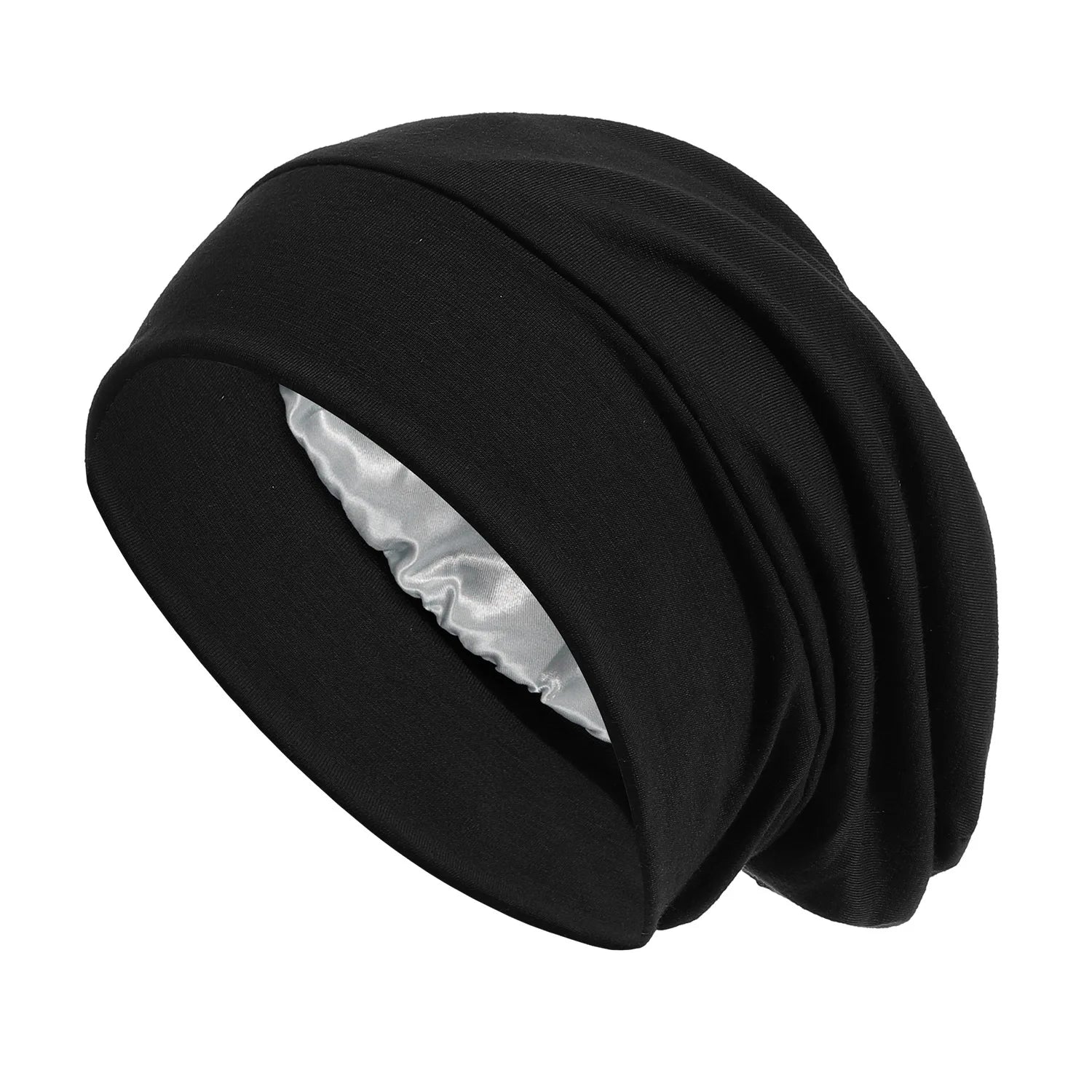 Satijnen Bonnet met Binnenvoering in Zwart