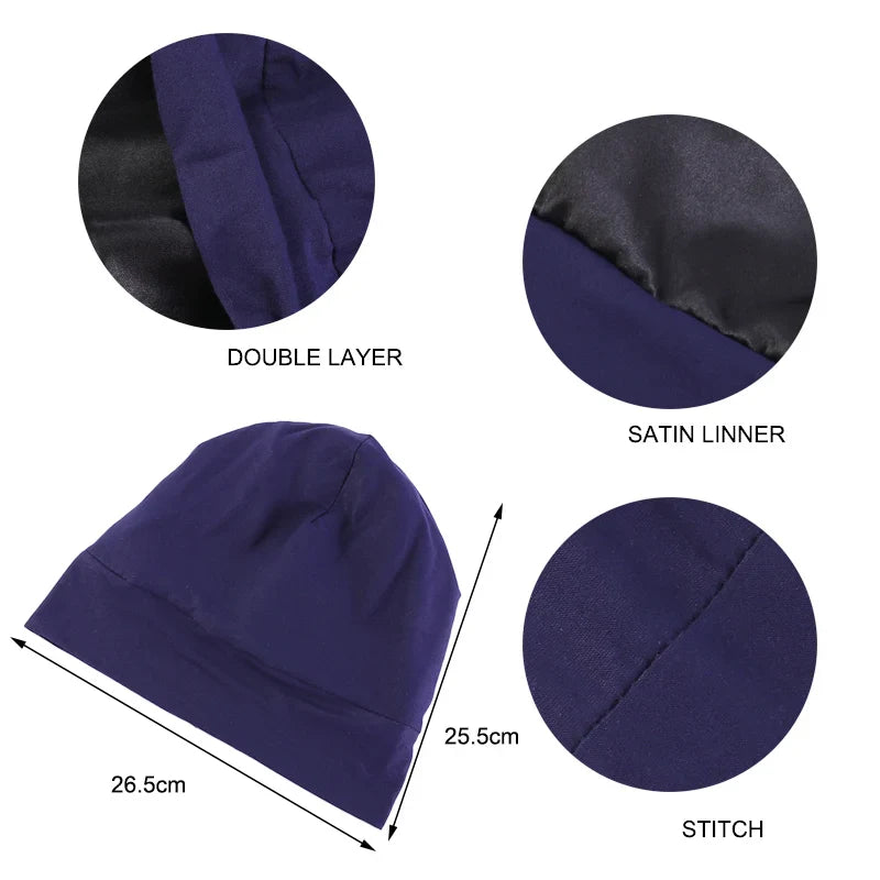Satin-Lined Sleeping Beanie Cap