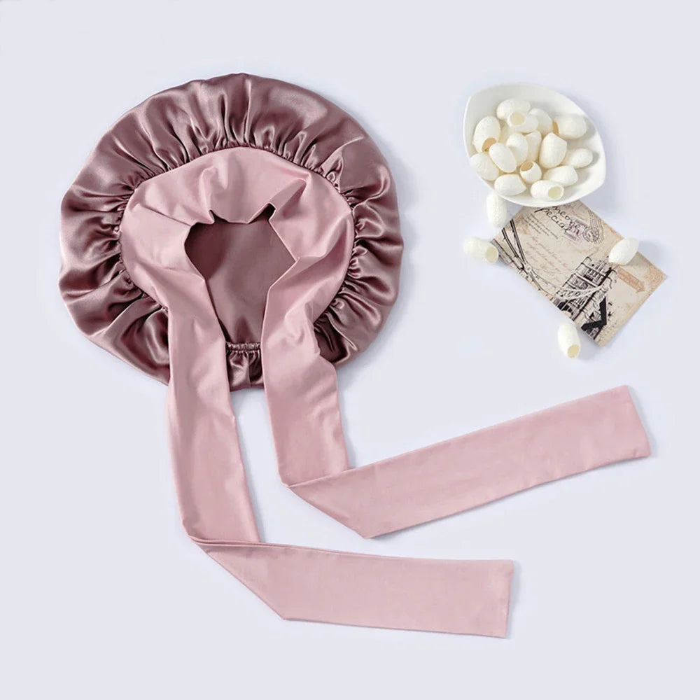 100% Mulberry Bonnet – Rekbare Band en Strik Design