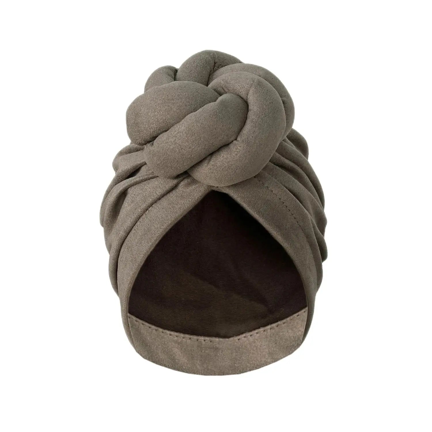 Gray soft knotted turban headwrap featuring a twisted knot design, perfect for casual and formal wear.