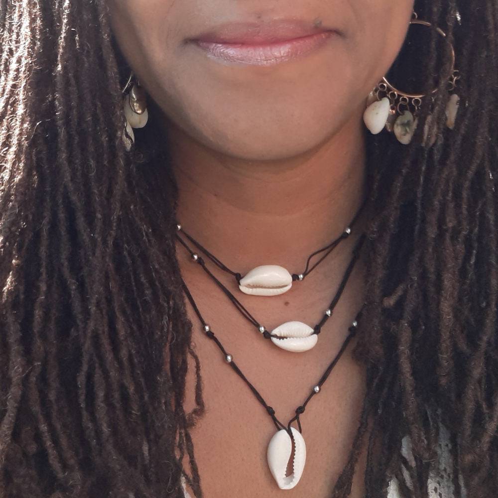 Cowrie Shell Necklace & Hair Tie Perfect for Memorial Day 2024
