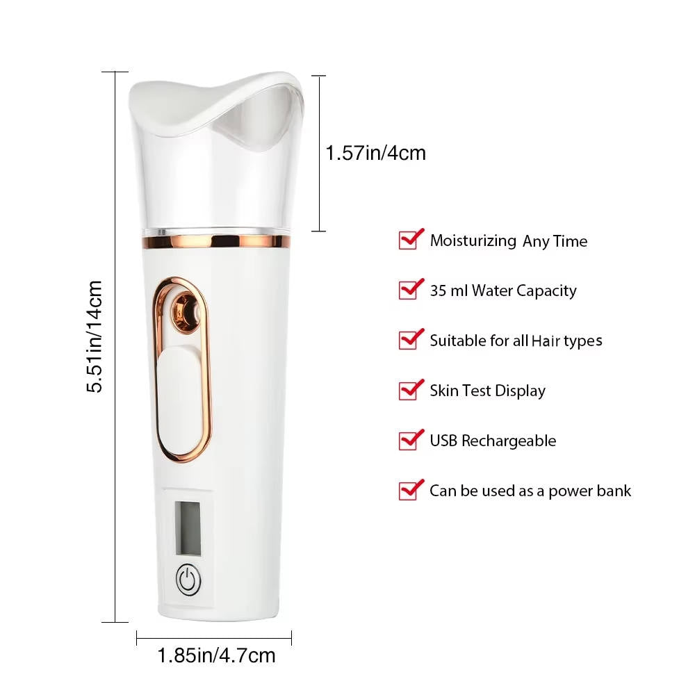 Dual Nano Haar & Hoofdhuid Hydrator – 38ml Draagbare Stoomapparaat met LED Hoofdhuidscanner
