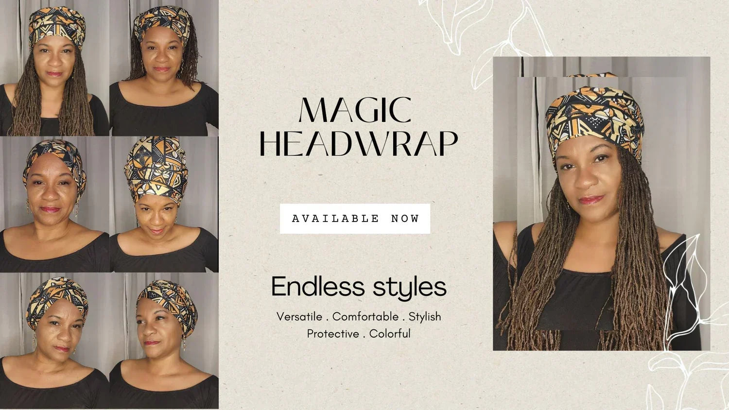 Verschillende manieren hoe je De Magic Headwrap kan stijlen