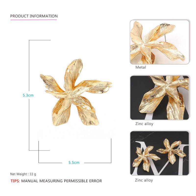 Detailed product information of Kadija Luxe Bloom Earrings, highlighting dimensions, material composition, and weight for buyers.