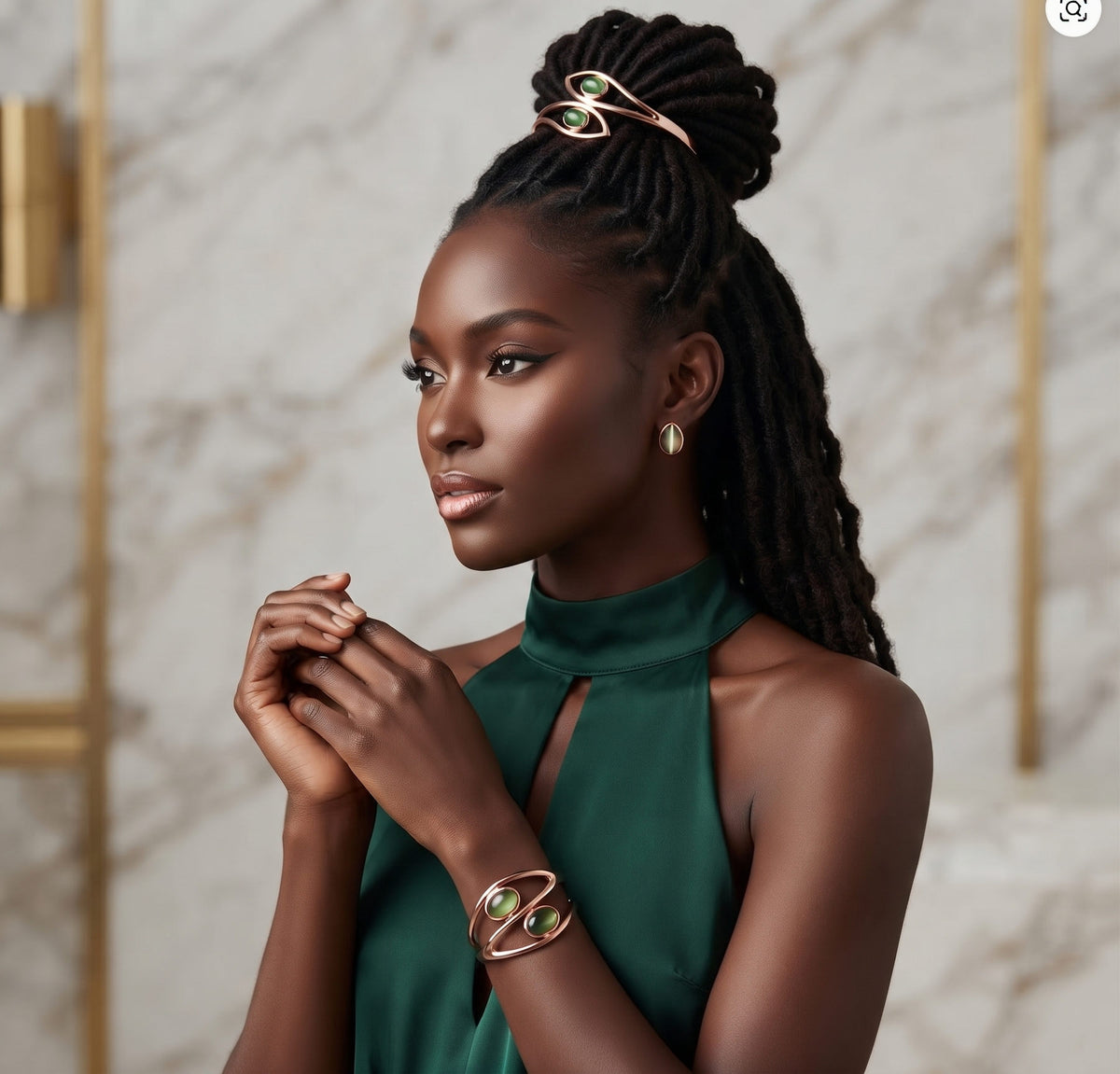 Koperen Haar-Cuff &amp;amp; Bijpassende Armband Set&amp;nbsp;