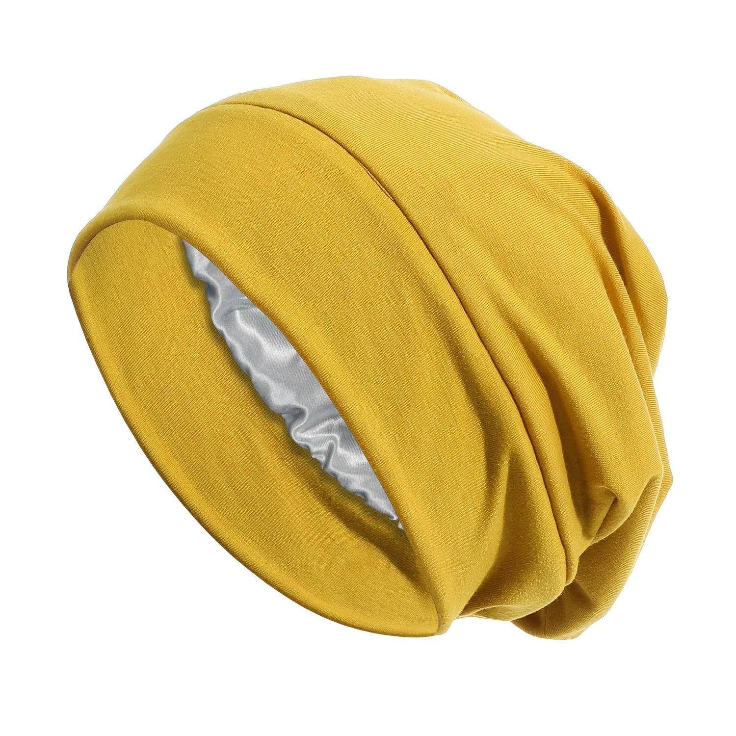 Satijnen Bonnet in Geel met Binnenvoering 