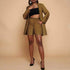 Gele Tweedelige Ankara Set  met Blazer & Shorts met Zwarte Patronen
