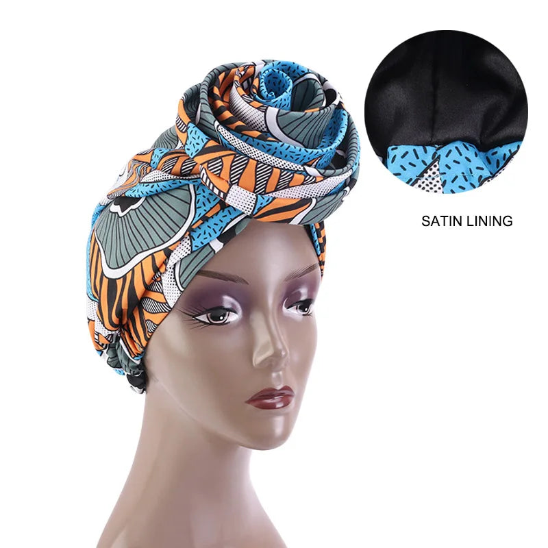 Ankara Hoofddoek met Grote Bloem en Satijnen Voering
