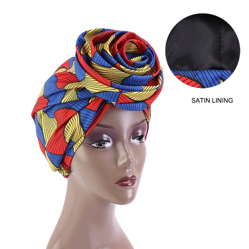 Ankara Hoofddoek met Grote Bloem en Satijnen Voering