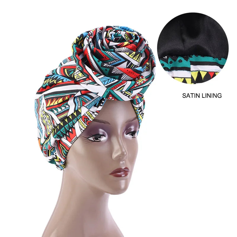 Ankara Hoofddoek met Grote Bloem en Satijnen Voering