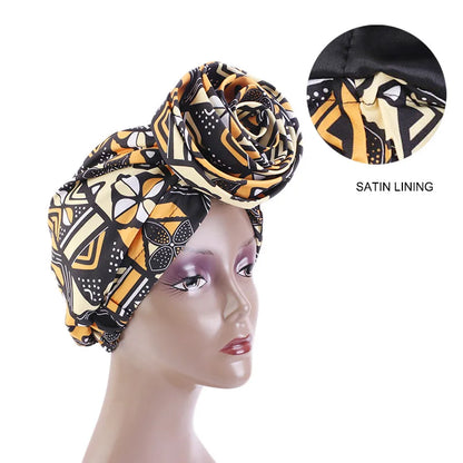 Ankara Hoofddoek met Grote Bloem en Satijnen Voering