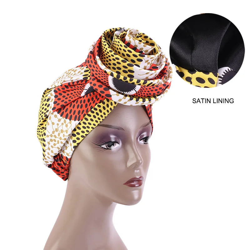 Ankara Hoofddoek met Grote Bloem en Satijnen Voering