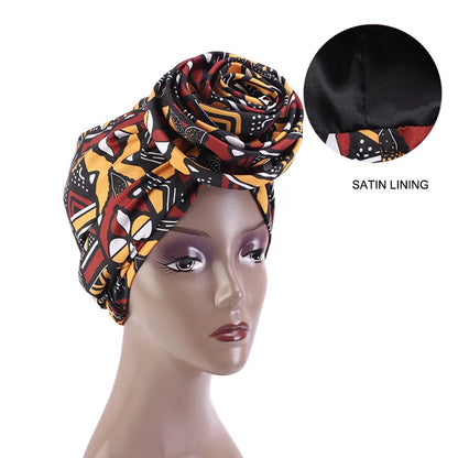 Ankara Hoofddoek met Grote Bloem en Satijnen Voering