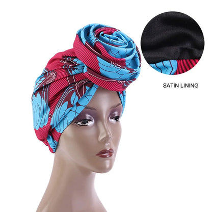 Ankara Hoofddoek met Grote Bloem en Satijnen Voering