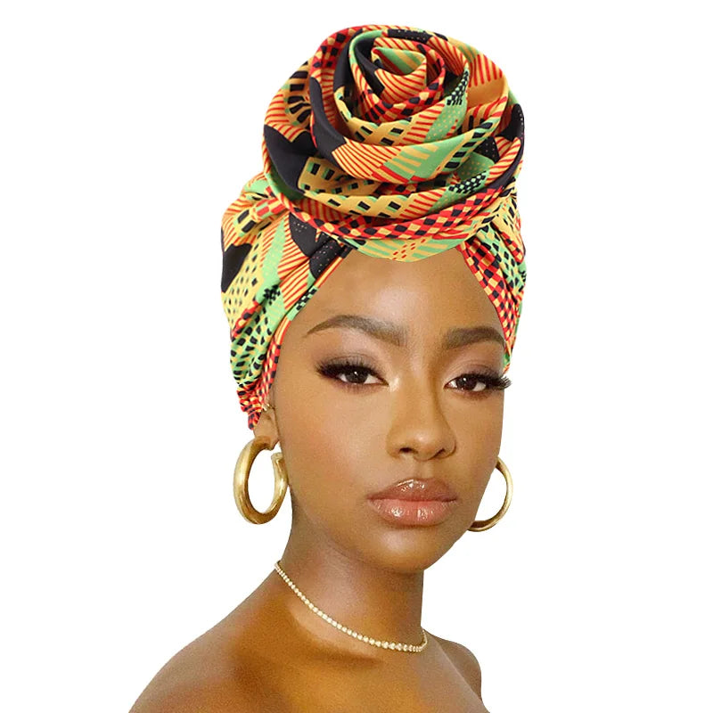 Ankara Hoofddoek met Grote Bloem en Satijnen Voering