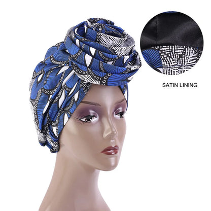 Ankara Hoofddoek met Grote Bloem en Satijnen Voering