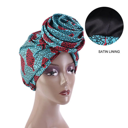 Ankara Hoofddoek met Grote Bloem en Satijnen Voering