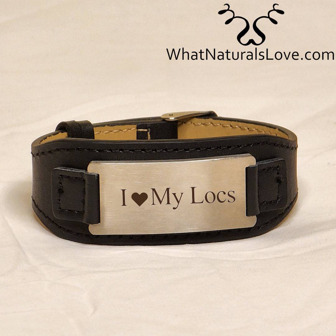 Black leather bracelet with &