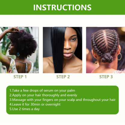 Instructions for hair care product use with images of a woman and her hair stages.