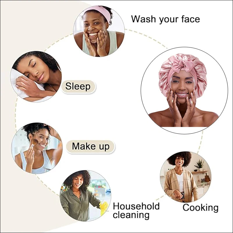 Multi Inzetbare zijden Bonnet – Haarbescherming met Elastische Band