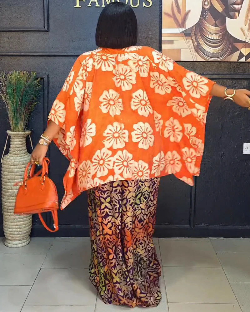 Tweedelige Dames Set met V-hals – Afrikaanse Ankara Print Top en Broek