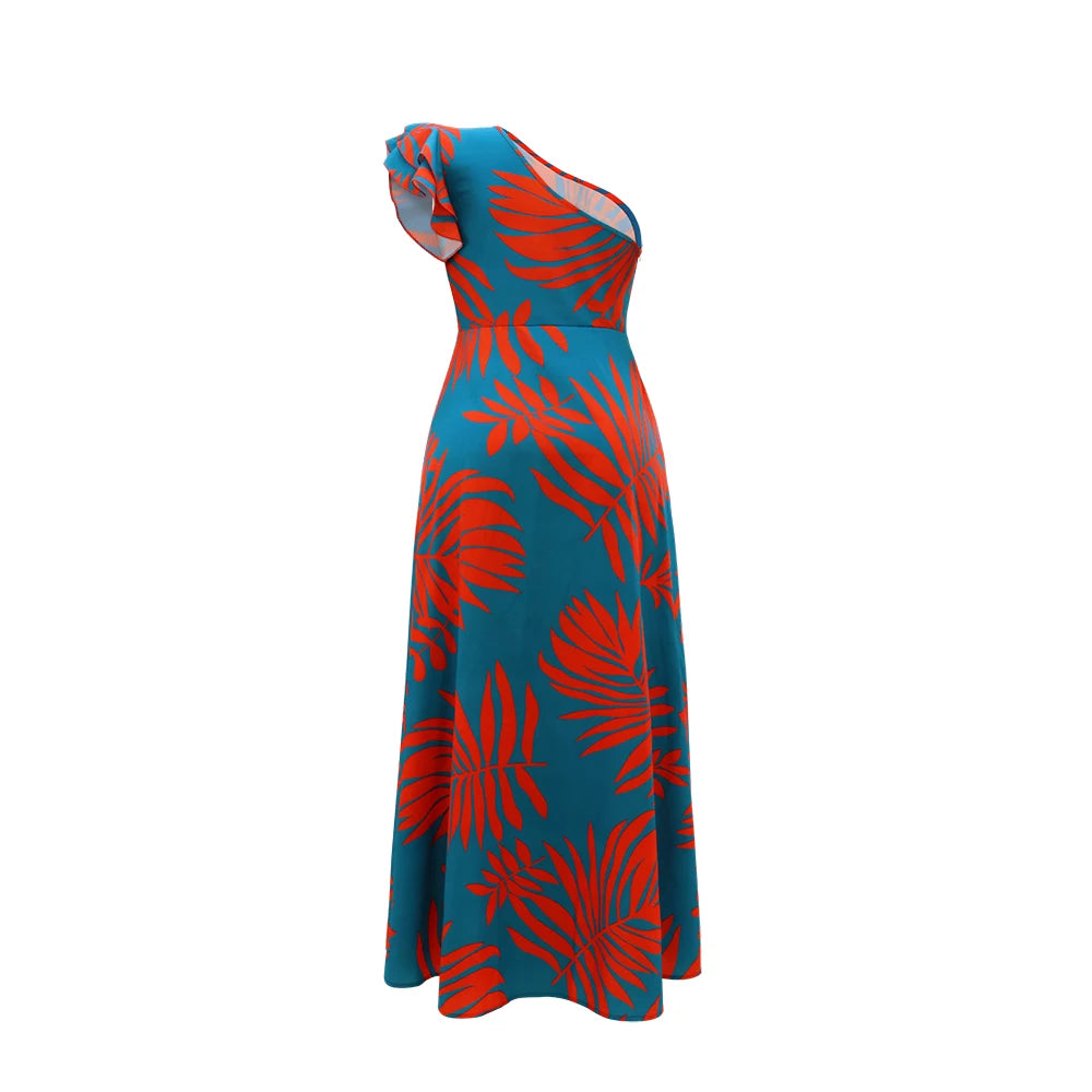One Shoulder phenomenal Maxi Dress  with high Split Hem Elegant