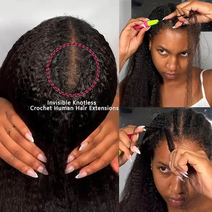 Onzichtbare Weave Kinky Straight Human Hair