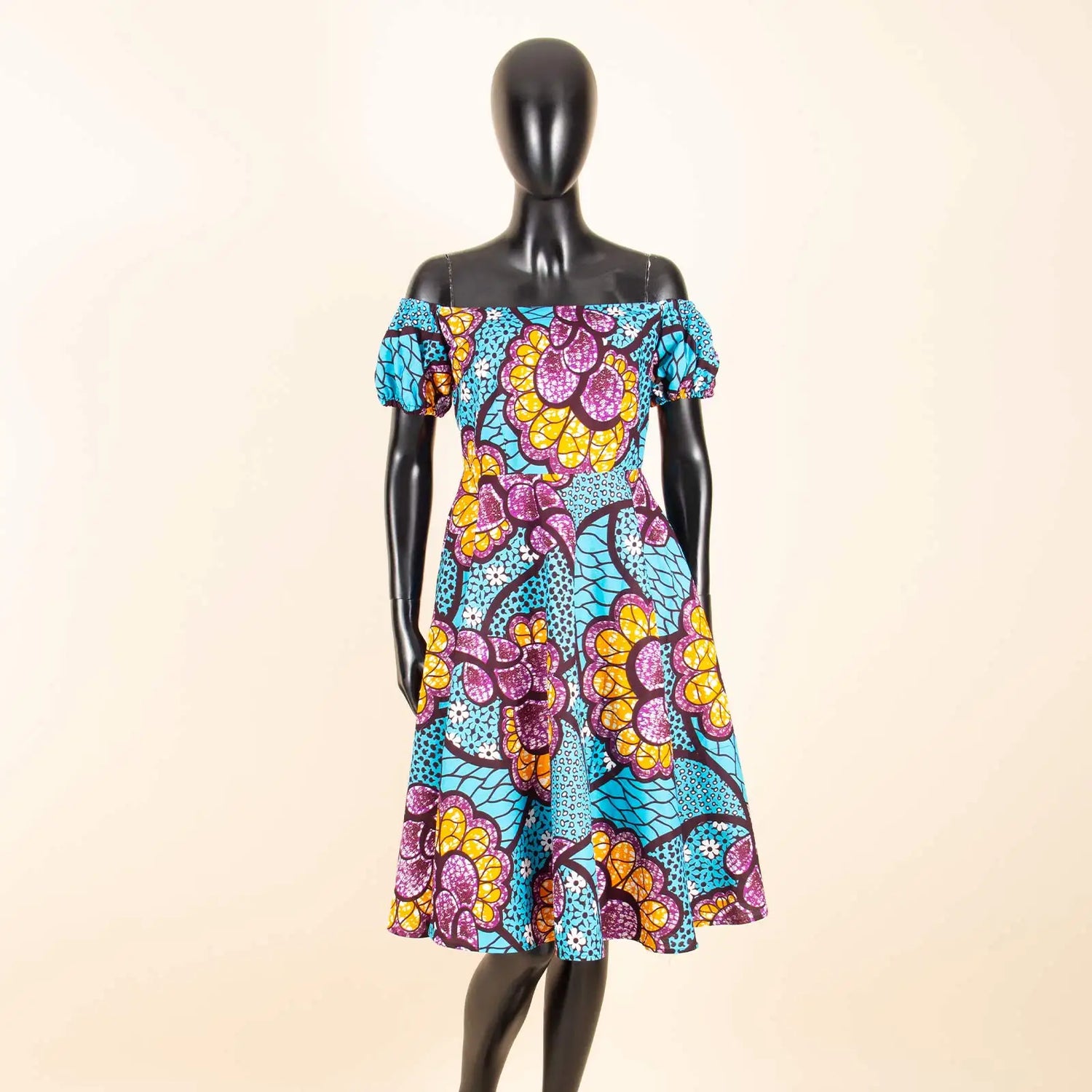 Afrikaanse Midi Jurk met Pof Mauwen - Klassiek Mooi