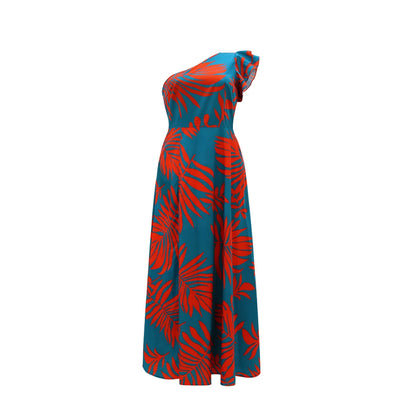 One Shoulder phenomenal Maxi Dress  with high Split Hem Elegant