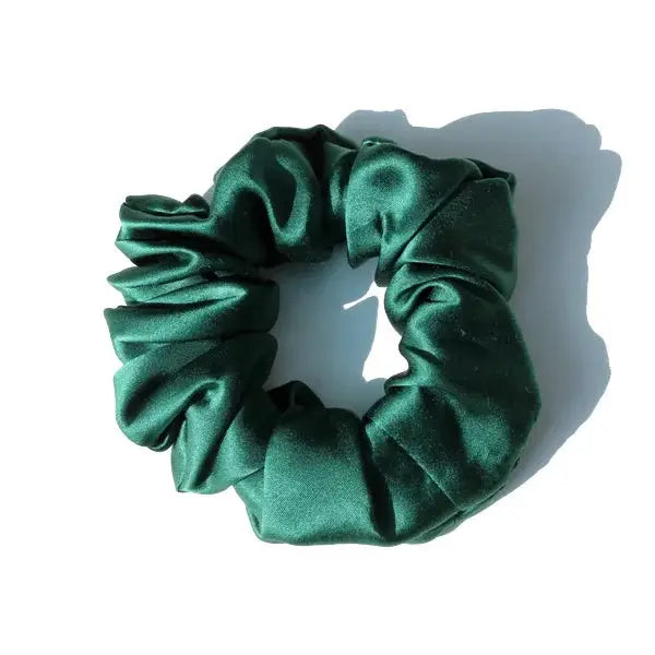 Chocolate brown 100% pure mulberry silk scrunchie. Large, soft silk hair tie for a rich and elegant hair styling option.