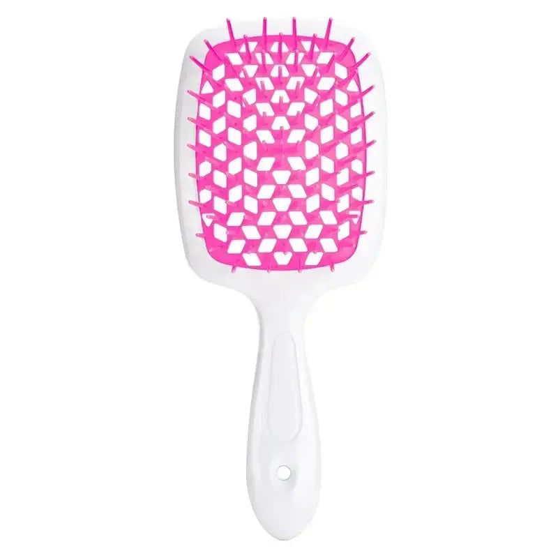 Aqua blue detangling brush with white bristles, designed for curly hair. Helps reduce breakage and ensures smooth, effortless detangling.