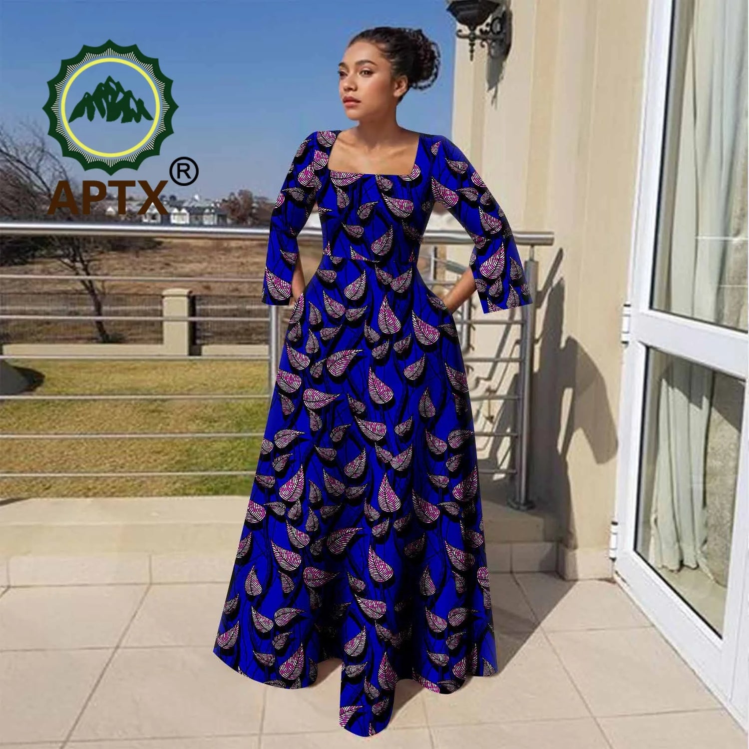 Elegant Ankara Flair Dress – Tijdloos, Vrouwelijk– Met Zakken