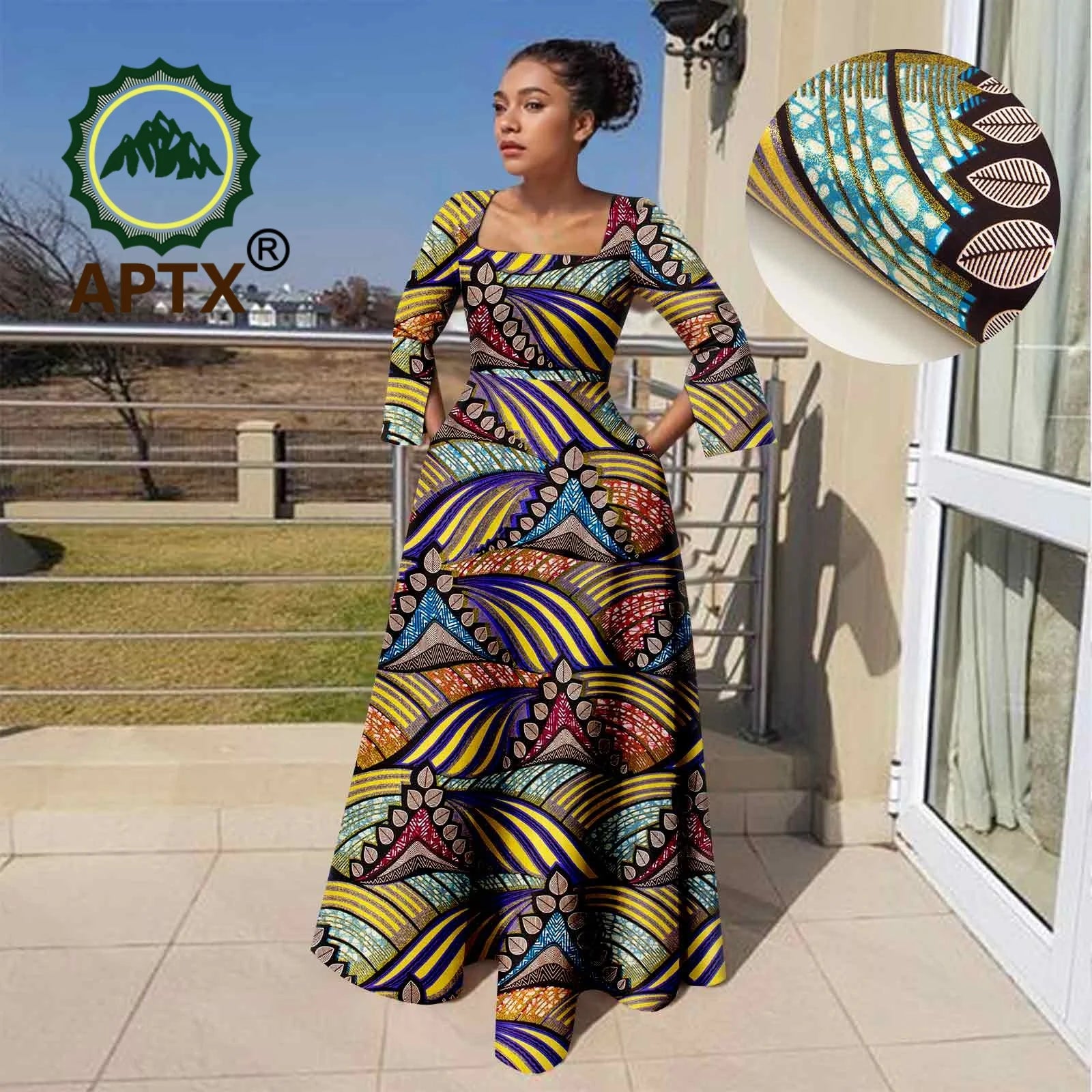 Elegant Ankara Flair Dress – Tijdloos, Vrouwelijk– Met Zakken