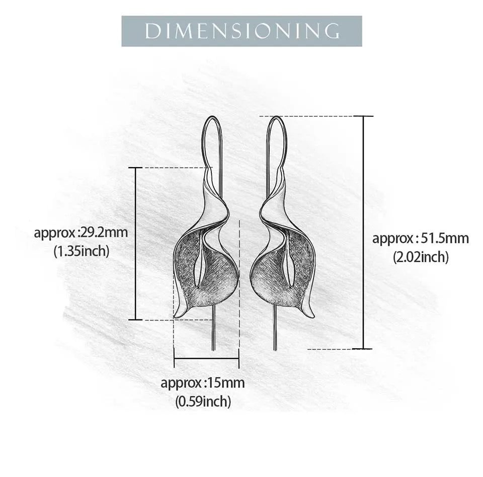 Lotus Fun 18K Gold Long Hanging New Calla Lily Flower Dangle Earrings for Women Real 925 Sterling Silver Luxury Fine Jewelry