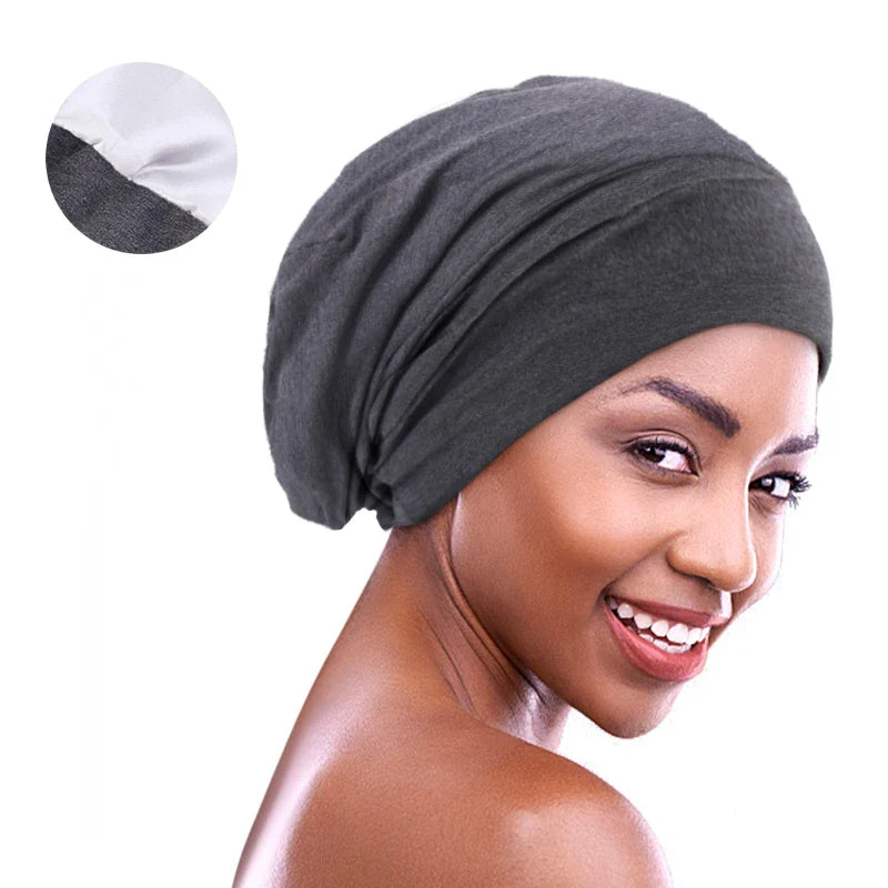 Satin-Lined Sleeping Beanie Cap