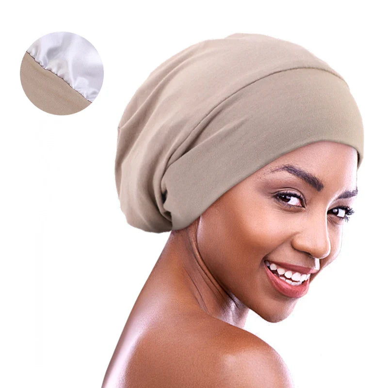 Satin-Lined Sleeping Beanie Cap