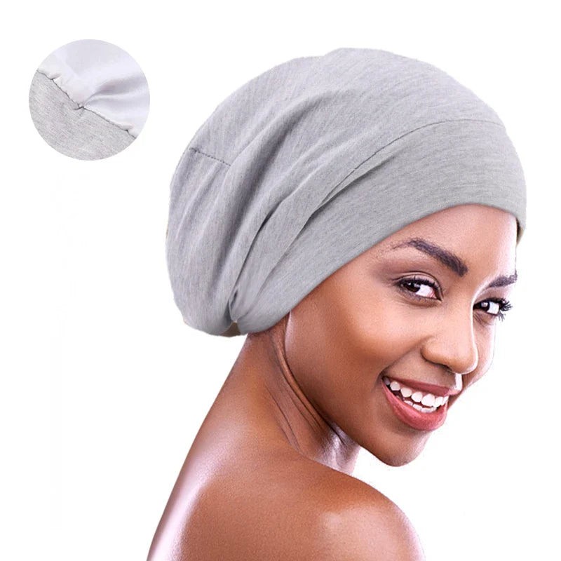 Satin-Lined Sleeping Beanie Cap