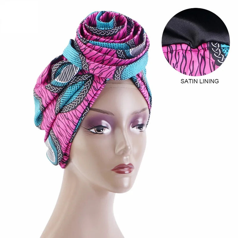 Ankara Hoofddoek met Grote Bloem en Satijnen Voering
