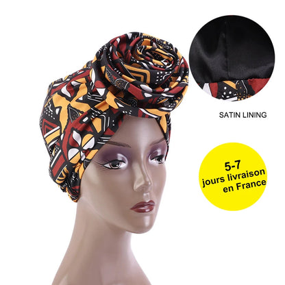 Ankara Hoofddoek met Grote Bloem en Satijnen Voering