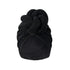 Black soft knotted turban headwrap with a pre-tied knot, providing a classic and versatile head covering option.
