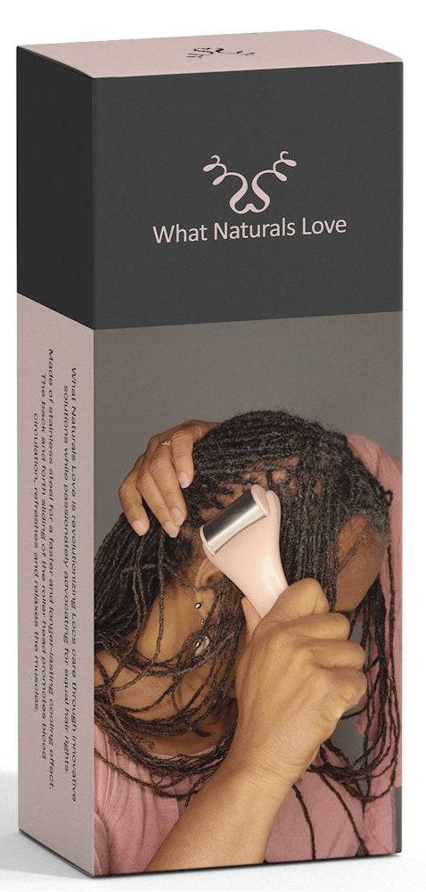What Naturals Love starterspakket voor locs, inclusief hoofdhuidroller voor een betere haargezondheid en -groei. Ideaal voor het onderhouden van locs.