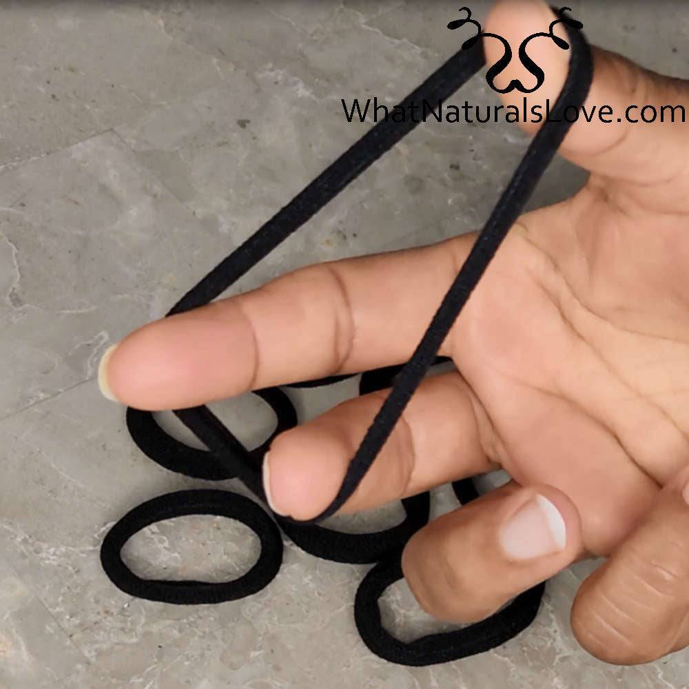 Smooth non-damaging hair bands to secure Ponytails, Twists and Braids