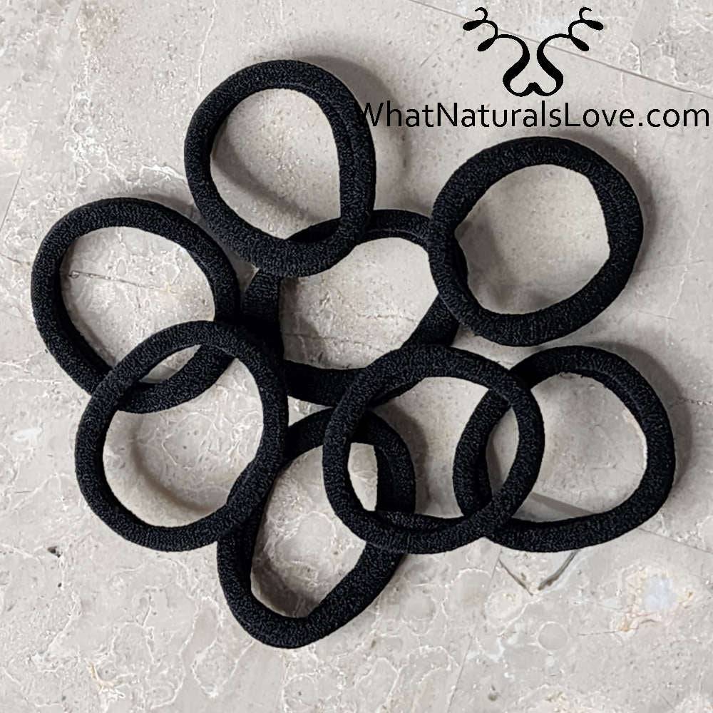 Smooth non-damaging hair bands to secure Ponytails, Twists and Braids